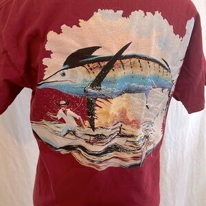 Guy Harvey by Aftco Men’s Tee Burgandy Red Small Short Sleeve